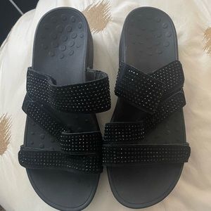 Comfy sandals with jeweled straps